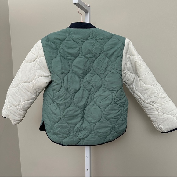 ZARA Kids Soft Quilted Lightwear Girls Letterman Jacket Green Sz 8-9 - Picture 4 of 4
